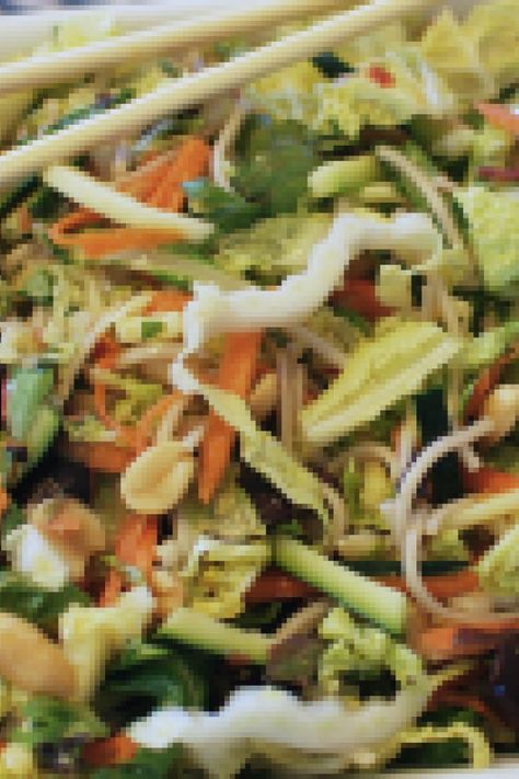 Thai Coleslaw, Thai Slaw, Chow Mien Noodles, Spicy Slaw, Thai Salad, Thai Salads, Spicy Thai, Glass Measuring Cup, Napa Cabbage