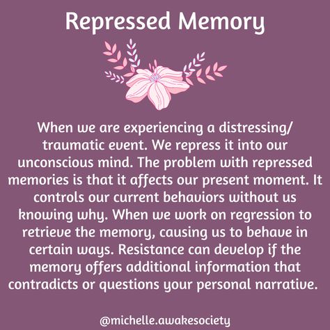 #analyticalpsychology #memories Memory Psychology, Disassociative Identity, Psych Notes, Repressed Memories, Human Behavior Psychology, Counseling Tools, Spiritual Psychology, Mental Health Facts, Emotional Awareness