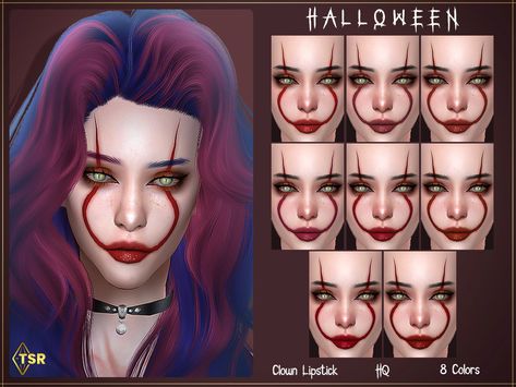 Sims 4 Clown Makeup Cc, Sims 4 Cc Clown Clothes, Ts4 Clown Cc, Clown Lipstick, Clown Cc Sims 4, Sims 4 Clown Makeup, Sims 4 Clown Cc, Scary Face Paint, Sims Aesthetic