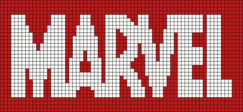 Marvel Logo Perler Bead Pattern Marvel Cross Stitch, Modele Pixel Art, Graph Crochet, Easy Pixel Art, Pixel Crochet, Pixel Art Grid, Tapestry Crochet Patterns, Crochet Design Pattern, Minecraft Pixel Art