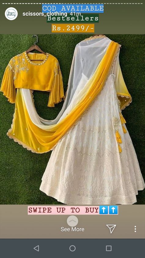 Haldi Dress, Lehenga, Women's Fashion, Saree, Yellow, Dresses, White, Quick Saves, Clothes