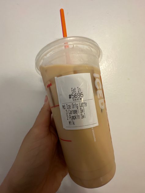 •Medium Iced Latte • 3 Pumps of Caramel • 2 Pumps of Pumpkin Swirl • Milk of your choosing #DD #dunkindonutscoffee #IrunonDunkin #coffee #icelatte #coffeeaddict #coffeelovers Dunkin Donuts Coffee, Iced Latte, Coffee Addict, Coffee Lover, Donuts, Swirl, Caramel, Milk, Pumps