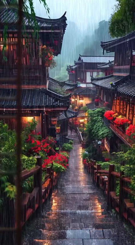 Fantasy Books Magic, Old Japanese House, Japan Decor, Japanese Town, Chengdu China, Sakura Art, Notes App, Japan Kyoto, Chinese Landscape