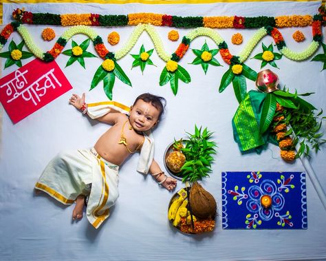 Gudipadva Baby Photoshoot, Gudhi Padwa Baby Photoshoot, Gudipadwa Baby Photoshoot, Ugadi Baby Photoshoot Ideas, Ugadi Theme Photoshoot, Gudhipadva Photoshoot, Gudi Padwa Photoshoot, Ugadi Decorations Ideas, Ugadhi Theme Baby Photoshoot