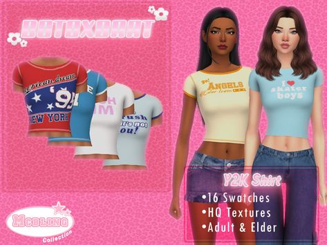 Sims4 Cc Shirt Patreon, Sims 4 Women Shirts Cc, The Sims Resource Clothing Y2k, The Sims Resource Y2k, Y2k Sims 4 Cc Maxis Match, Sims4 Cc Clothing Female Y2k, Sims 4 Shirts Female, Cc Finds Maxis Match, 90s Sims 4 Cc