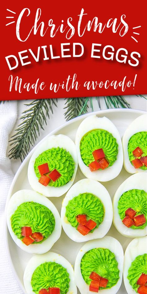 Christmas Deviled Eggs Christmas Deviled Eggs, Devil Eggs, Devilled Eggs Recipe Best, Grinch Party, Holiday Appetizer, Deviled Eggs Recipe, Deviled Egg, Eggs Recipe, Christmas Jesus