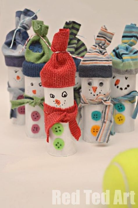 Toilet Roll and Odd Sock Snowmen (and a bowling game, add scores and you have a sneaky maths game too!)