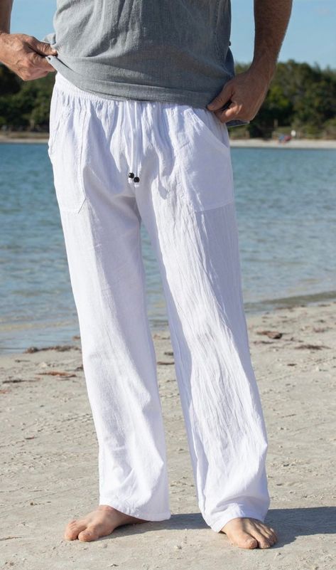 White linen pants men