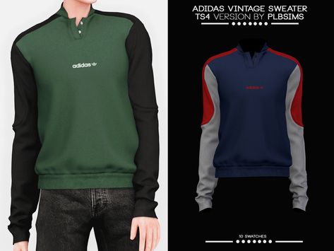 Sims 4 Vintage, Sims 4 Custom Content Patreon, The Sims 4 Custom Content, Alpha Cc, Adidas Vintage, Sims 4 Cas, Ts4 Cc, Sims 4 Cc, Vintage Sweater