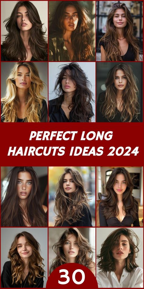 Step into 2024 with confidencesporting one of 30 gorgeous long haircut ideasThese stylish cuts are designed to flatter various hair types and face shapesoffering endless possibilities for your lookFrom romantic waves to edgy asymmetrical stylesfind the perfect long hairstyle to make a statement and feel your best. Different Kinds Of Haircuts For Women, Long Hair Shorter Front Pieces, Long Hair A Lot Of Layers, Face Shaping Long Hair, Long Hairstyles Asian For Women, Long Oval Haircut, Haircuts For Waist Length Hair, Latest Long Haircut For Women, Women’s Haircuts Long Hair