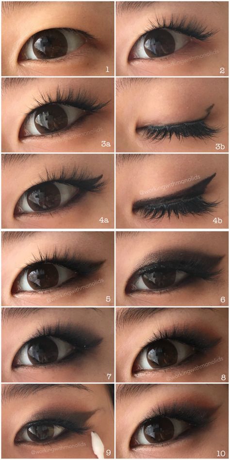 Monolid Make Up: Tutorial: Smoked Out Winged Eyeshadow Make Up Yeux, Asian Makeup Tips, Monolid Eye Makeup, Monolid Makeup, Monolid Eyes, Korean Makeup Tips, Eye Makeup Images, Korean Makeup Tutorials, Korean Eye Makeup