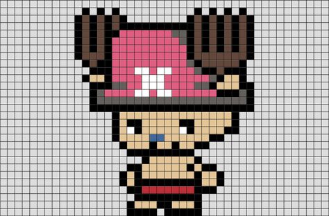 One Piece Chopper Pixel Art from BrikBook.com #OnePiece #Chopper #FictionalCharacter #Doctor #pixel #pixelart #8bit Shop more designs at http://www.brikbook.com One Piece Beads Pattern, Pixel Art Manga, Image Pixel Art, One Piece Chopper, Modele Pixel Art, Easy Pixel Art, Pixel Drawing, Pixel Crochet, Pixel Art Grid