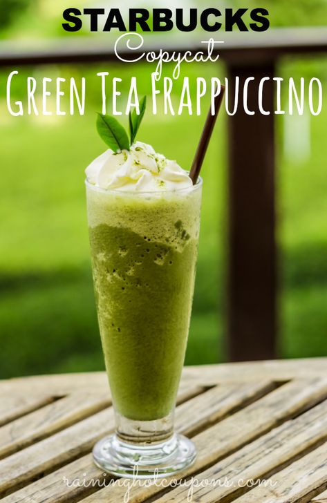 Green tea frappuccino Green Tea Starbucks, Green Tea Frappuccino, Tea Starbucks, Green Tea Recipes, Copycat Starbucks Recipes, Matcha Recipe, Starbucks Copycat, Starbucks Recipes, 200 Calories