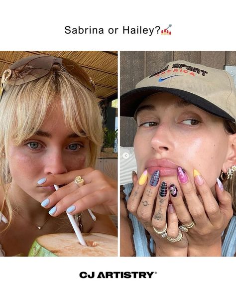 Which nails would you rather? #cjartistry #cjartistrygirls #thenailconnection #nails #nailart #nailpromagazine #sydneynails #sydneynailsalon #celebrity #celebritynails #thisorthat Celebrity Nails - This or That - Nail Meme - Nail Tech Life - Nail Artist - Nail memes - Nail Salon - Nail Design - Nail Tutorial - Nail Inspo - Manicure - Blue Nails - Nail Art - Summer Nails Rich Off Nails Quote, Nail Tech Tweets, Which Nails, Nails Memes Humor, Beachy Nail Designs, Nail Tech Memes Humor, Nail Memes, Beachy Nails, Celebrity Nails