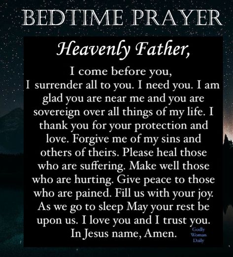 Night Prayer For Family Protection, Prayers For Family Protection, Prayer Before Sleep, Nighttime Prayer, Evening Prayers, I Surrender All, Bedtime Prayer, Protect Family, Evening Prayer