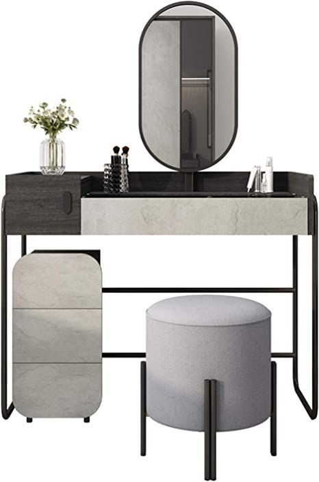 Black Makeup Vanity, Black Dressing Tables, Dressing Table Modern, Modern Makeup, Bedroom Storage Cabinets, Table Makeup, Makeup Stool, Table Dressing, Vanity Benches