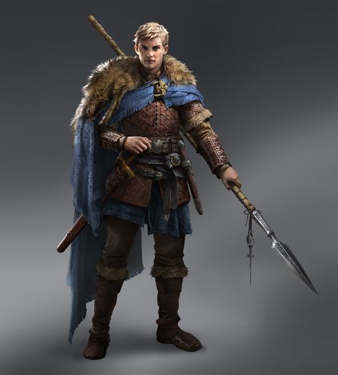 Dnd Spear Fighter, Viking Concept Art, Fighter Concept Art, Viking Character Design, Viking Archer, Nordic Warrior, Viking Man, Viking Character, Viking Men