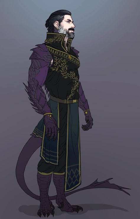 Netheril Dnd, Retired Adventurer Dnd, Dnd Shadowfell, Draconic Sorcerer Dnd, Half Dragon Character Design, Humanoid Dragon Male, Dragon Human Hybrid Male, Human Dragon Hybrid, Dragon Man Hybrid