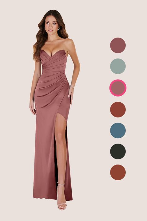 Guest Ideas, Mauve Bridesmaid Dress, Stretch Satin Dress, Mermaid Bridesmaid, Dresses Classy, Mermaid Bridesmaid Dresses, Elegant Dresses Classy, Azazie Bridesmaid Dresses, Mauve Dress