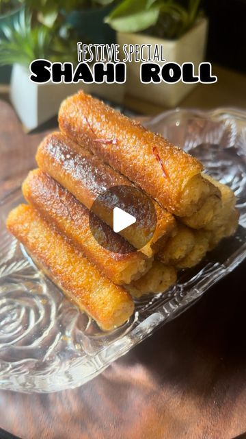 Aishwarya sonvane on Instagram: "Shahi roll | shahi tukda rolls | festive special mithai   ✅save the recipe and try this festive season   ✅Recipe details:   Take some bread and cut all the corners, now flatten the bread using belan  For the stuffing add some desiccated coconut (you can use any coconut),some chopped dryfruits of your choice and add condensed milk for binding  Mix it well and roll it with  the bread tightly and seal it with some cornflour/maida slurry  Now shallow fry these rolls with some ghee  And soak them in sugar syrup for 3-4 minutes  For the syrup take equal amounts of sugar and water (I’ve taken 1/2 cup sugar and 1/2 cup water) Boil it for 3-4 minutes by adding cardamom powder and kesar  Lastly add some condensed milk on top of them (optional ) or decorate it with so Easy Indian Dessert Recipes Simple, Bread Sweet Recipes Indian, Indian Mithai Recipes, Bread Rolls Recipe Stuffed, Easy Sweets Recipes Indian, Maida Recipes Snacks, Bread Recipes Indian, Sweets Recipes Indian, Recipes With Condensed Milk