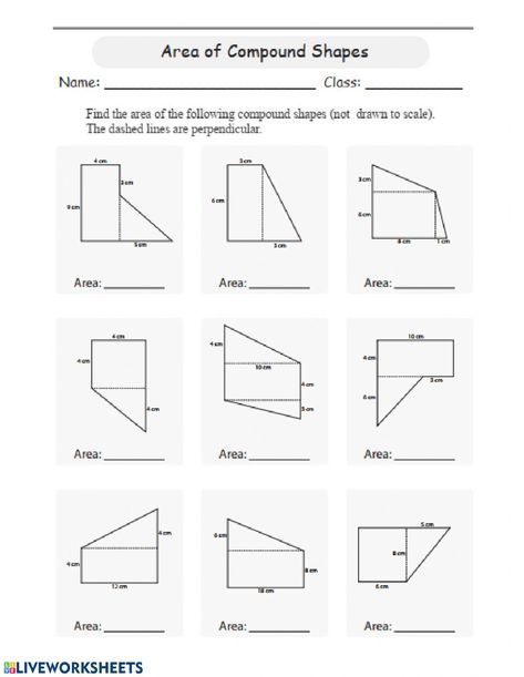 Compound Shapes, Area Of Composite Figures, Composite Figures, Composite Shapes, Area Worksheets, Education Templates, Shapes Worksheets, Printable Math Worksheets, Common Core State Standards