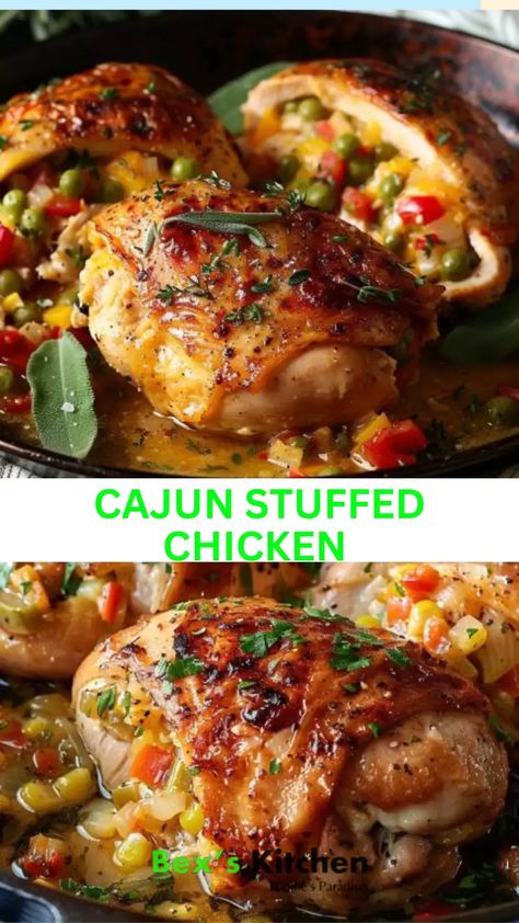 Cajun stuffed chicken – Bex’s Kitchen Cajun Stuffed Chicken, Cajun Stuffed Chicken Breast, Grilled Stuffed Chicken Breast, Grilled Stuffed Chicken, Cajun Chicken Breast, Baked Cajun Chicken, Jambalaya Rice, Dirty Rice Recipe, Cornish Hen Recipe