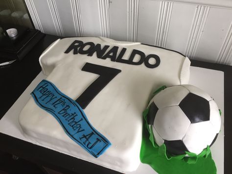 Soccer jersey cake  Ronaldo cake Ronaldo Theme Cake, Ronaldo Cake Topper, Soccer Jersey Cake, Ronaldo Cake, Ronaldo Birthday, Soccer Cakes, Football Cakes, Soccer Birthday Cakes, Jersey Cake