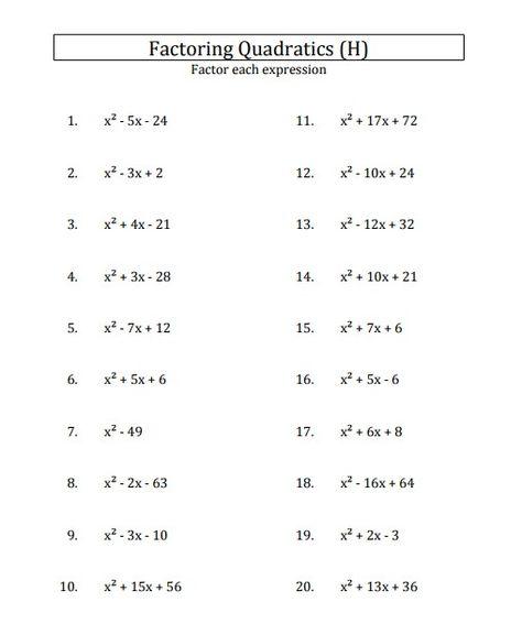 factorizing quadrant Algebra Equations Worksheets, Radical Equations, Factoring Quadratics, Mental Maths Worksheets, Quadratic Formula, Teaching Math Strategies, Algebra Equations, Algebra Worksheets, English Grammar Worksheets