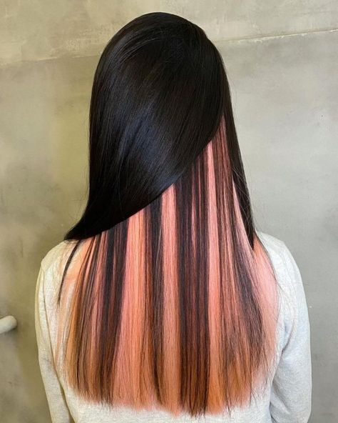 Jet Black Asian Hair with Pick a Boo Highlights Pick A Boo Hair Color Ideas, Pick A Boo Hair, Black Asian Hair, Hair Colors Asian, Black Hair Short, Asian Hairstyle, Asian Hairstyles, Hair Color Asian, Straight Black Hair