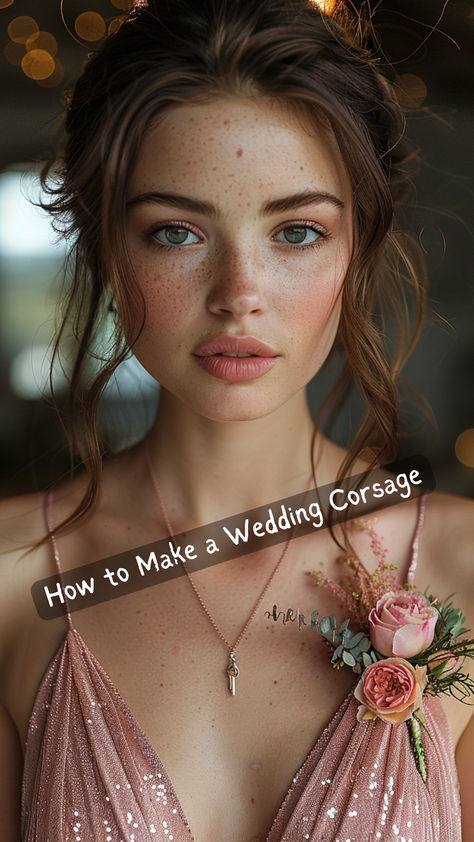 woman wearing a corsage with a pink dress to a wedding Shoulder Corsage Wedding, Corsage Wedding Diy, How To Make Corsages, Corsage Diy, Shoulder Corsage, Diy Corsage, Wedding Corsage, Corsage Pins, Flower Corsage