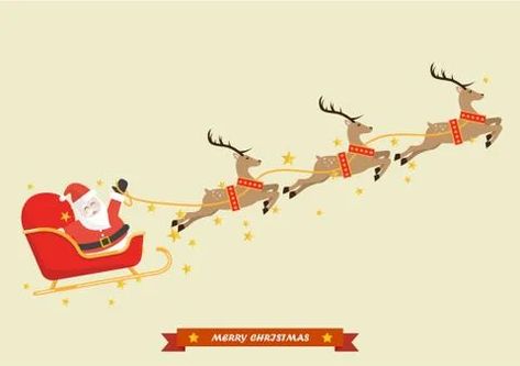 Santa Sleigh Illustration, Sleigh Illustration, Santa Claus With Reindeer, Reindeer Illustration, Christmas Window Painting, Reindeer Sleigh, Reindeer And Sleigh, Santa Claus Reindeer, Christmas Icons