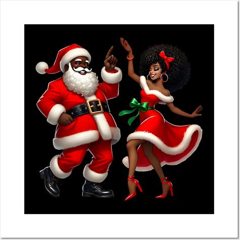 African Santa Mrs Claus Dancing African American Christmas -- Choose from our vast selection of art prints and posters to match with your desired size to make the perfect print or poster. Pick your favorite: Movies, TV Shows, Art, and so much more! Available in mini, small, medium, large, and extra-large depending on the design. For men, women, and children. Perfect for decoration. African American Christmas, Black Santa Claus, American Christmas, Black Santa, Christmas 2014, Mrs Claus, Christmas Wall, Christmas Pictures, Dancing