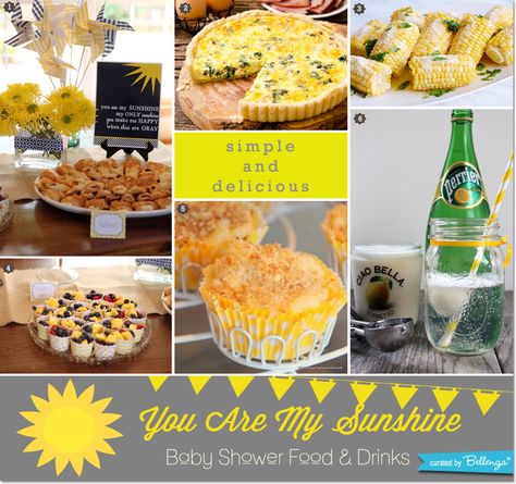 You are my Sunshine Party Food and Drinks for a baby shower // curated by Bellenza. #youaremysunshine #youaremysunshinebabyshowers You Are My Sunshine Food Ideas, Sun Theme Party Food, Sunshine Party Food Ideas, You Are My Sonshine Baby Shower Boy, You Are My Sunshine Birthday Party Food, Sunshine Themed Party Food, Sunshine Theme Food, Sun Themed Food Ideas, Yellow Party Food Ideas