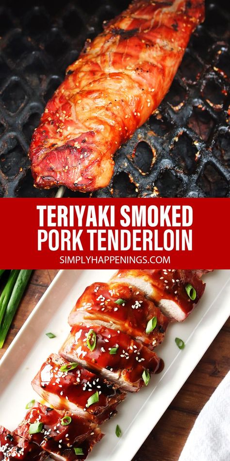 Teriyaki Smoked Pork Tenderloin Smoked Pork Tenderloin Recipes, Grilled Pork Tenderloin Recipes, Pellet Smoker Recipes, Bbq Pork Tenderloin, Smoked Pork Tenderloin, Teriyaki Pork, Pork Tenderloin Recipe, Tenderloin Recipe, Grilled Pork Tenderloin