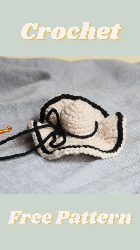 Crochet mini hat free pattern decoration Crochet Top Hat For Amigurumi, Mini Snake Crochet Pattern, Crochet Tiny Hats Free Pattern, Crochet Tiny Cowboy Hat Free Pattern, Mini Hat Pattern, Crochet Amigurumi Hat, Mini Hat Crochet Free Pattern, Crochet Mini Cowboy Hat, Mini Crochet Hat Free Pattern