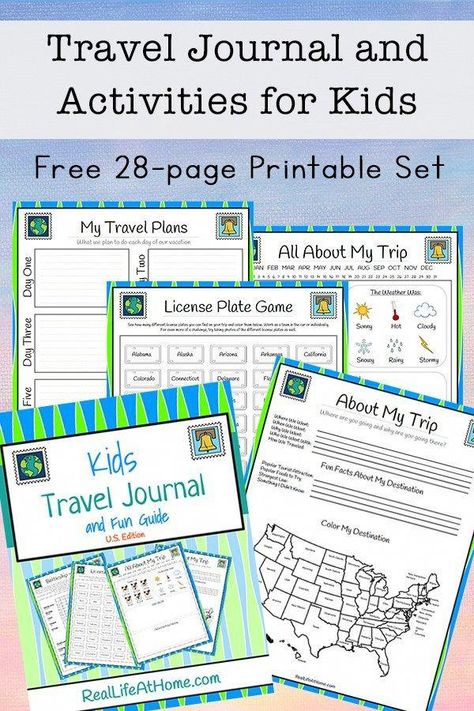 Looking for fun activities, travel games, and journaling pages for traveling with kids? This free 28-page travel journal for kids will be a great addition to your next trip! #TravelJournal #JournalingForKids #traveleurope Travel Journal For Kids, Travel Binder, Kids Travel Activities, Education Wallpaper, Kids Travel Journal, Travel Journal Pages, Travel Printables, Journaling Pages, Journal For Kids