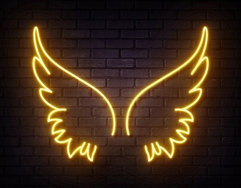 Angelic Wings - Orange / 200cm Angel Wings Neon Sign, Neon Signs Aesthetic, Cute Heart Drawings, Angelic Wings, Boy Silhouette, Gold Design Background, Led Wall Art, Neon Flex, Fox Painting