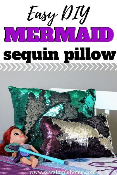 Follow this step by step tutorial on how to make your own diy mermaid pillow with free sewing pattern How To Sew Sequins, Sewing Classes For Beginners, Mermaid Sequin Fabric, Mermaid Pillow, Pillow Projects, Sequin Pillow, Mermaid Sequin, Diy Bricolage, Beginner Sewing Projects Easy