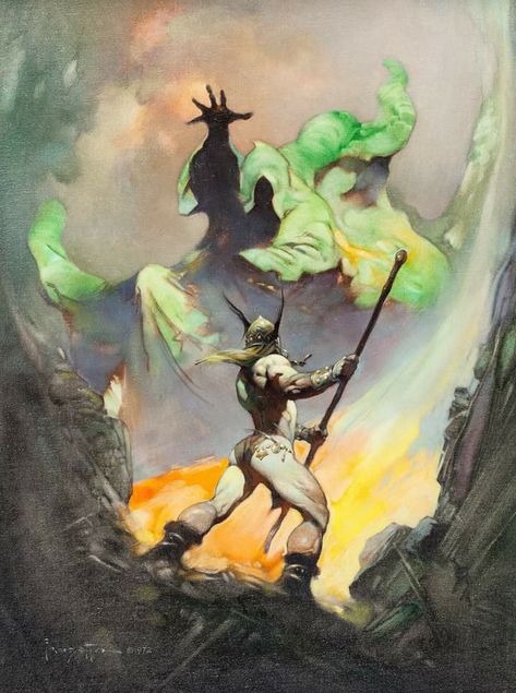 'The Norseman' ,Frank Frazetta, 1972 Mike Hoffman, Mythology Paintings, Frank Frazetta, Beautiful Dark Art, Fantasy Artist, King Kong, Sci Fi Art, Fantasy Artwork, Dark Fantasy Art