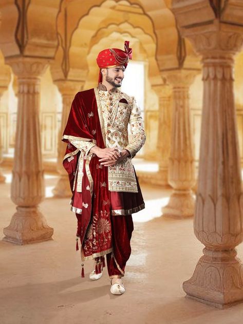 Buy Plush Cream Royal Silk Sherwani With Kurta Online from Bodylinestore at best price. Select wide range of men's wedding sherwani, designer Sherwani for groom, traditional sherwani, jodhpuri Sherwani, sangeet sherwani and more. #CreamRoyalSilkSherwani #CreamRoyalSilkSherwaniWithKurta #BuyCreamRoyalSilkSherwaniWithKurta #BuyCreamRoyalSilkSherwaniWithKurtaOnline #PlushCreamRoyalSilkSherwaniWithKurta Sherwani For Men Wedding Royals, Engagement Couple Dress, Jodhpuri Sherwani, Plus Size Wedding Outfits, Sherwani Jacket, Cream Sherwani, Dresses For Bridesmaid, Maroon Anarkali, Hindu Wedding Photos