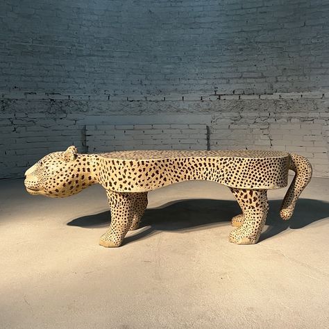 Listed on VNTG.com: Leopard Coffee Table, 1990s | #vntg #vintage Leopard Coffee Table, Panther Table, Jaguar Coffee Table, Tiger Table, Leopard Table, Collage Furniture, Leopard Statue Decor, Bench Coffee Table, Art Deco Coffee Table