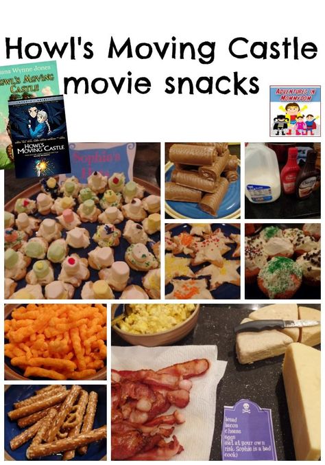 Howl's Moving Castle movie night snacks Howls Moving Castle Party Theme, Howls Moving Castle Themed Party, Howls Moving Castle Birthday Party, Howls Moving Castle Food, Howl Movie, Howl's Moving Castle Movie, Healthy Movie Snacks, Studio Ghibli Party, Castle Birthday Party