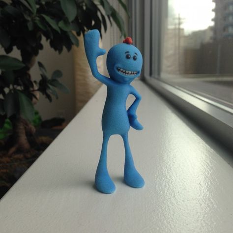 3D Printable Rick and Morty: New born Mr.Meeseeks by 3D Print Guy Mister Meeseeks, Mr Meeseeks, Clay Animation, Geek Diy, 3d Printed Objects, Clay Crafts Air Dry, Clay Mugs, Pasta Francesa, Polymer Crafts