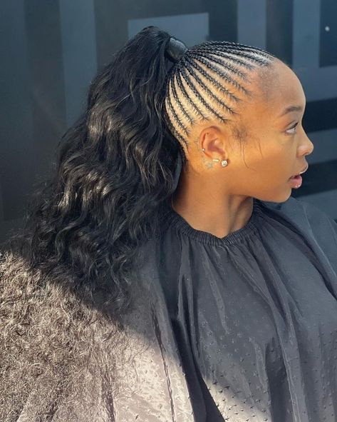 Braids Stitch, Cornrow Ponytail, Short Box Braids Hairstyles, Braided Hairstyles For Black Women Cornrows, Beautiful Black Hair, African Hair Braiding Styles, Braided Cornrow Hairstyles, Cute Box Braids Hairstyles, Braided Ponytail Hairstyles