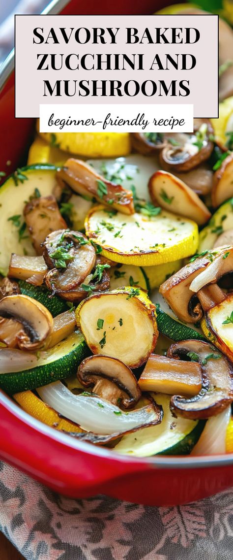 Image for Savory Baked Zucchini and Mushrooms Summer Squash And Mushrooms, Recipes To Use Up Zucchini, Zucchini And Mushroom Recipes Baked, Make Ahead Zucchini Recipes, Mushrooms And Zucchini Recipes, Roasted Zucchini And Mushrooms, Zucchini And Mushrooms Sauteed, Zucchini Easy Recipes, Zucchini Mushroom Recipes