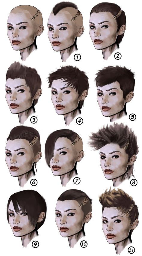 Cool refs for cyberpunk hairstyle.  vermillionskiesabove:  corsairlafitte:  And finally some more Cyberpunk fashion!  Sorry guys, I forget about things a lot. So hair cuts!  Traditionally a girl’s haircut in cyberpunk is a mess, undercut mohawk.  It’s a good look, and I have a couple up there at the top, but it’s a bit too limiting.  Way too much of female fashion in cyberpunk is “male, but more masculine than the guys”.  Here I’ve included a bit more variety I’ve found.  Some of them are fr... Cyberpunk Art Male, Cyberpunk Hairstyles, Cyberpunk Drawing, Cyberpunk Hair, Cyberpunk Outfit, Art Cyberpunk, Cyberpunk Design, Arte Punk, Cyberpunk Girl