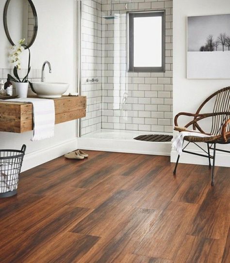 11+ Luxurious Wooden Shower Floor Tiles Designs Ideas For Bathroom Remodel - lmolnar Wood Like Tile, Makeover Kamar Mandi, Wood Tile Bathroom, Wood Floor Bathroom, Bathroom Farmhouse Style, Wood Tile Floors, Bad Inspiration, Room Tiles, White Subway Tile