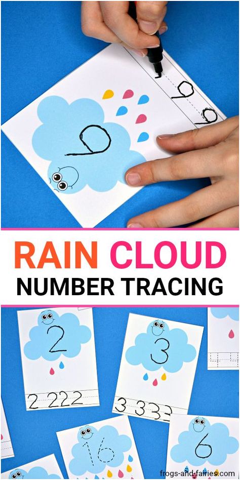 Grab these adorable Rain Cloud Number Tracing Cards for fun writing and counting practice!  These smiley clouds are going to help your little learners practice counting and writing numbers from 0-20.  This set features 21 number tracing cards!  #numbertracing #numberformation #preschool #kindergarten  #mathcenters Number Tracing Cards, Weather Activities Preschool, Preschool Weather, Counting Practice, Weather Theme, Number Tracing, Numbers Preschool, Weather Activities, Rain Cloud