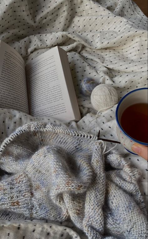 Reading And Crocheting Aesthetic, Cold Cozy Aesthetic, Reading Cozy Aesthetic, Knitting Vision Board, Fall Knitting Aesthetic, Aesthetic Knitting Pictures, Reading Winter Aesthetic, Knitting Asethic, Cozy Sunday Aesthetic