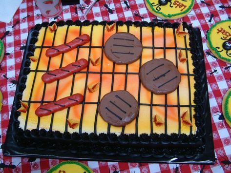 Bbq Cake, Sheet Cake Designs, Chocolate Cake Decoration, Summer Cakes, Easy Cake Decorating, Decorated Cakes, Cake Icing, Specialty Cakes, Holiday Cakes